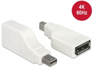 Delock mini Displayport 1.2-es csatlakoz&oacute;dug&oacute; > Displayport-csatlakoz&oacute;h&uuml;vely adapter feh&eacute;r (65867)
