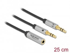 Delock 1 x 3,5 mm-es 4-tűs anya sztereo jack - 2 x 3,5 mm-es 3-tűs apa sztereo jack headset adapter (66740)