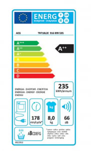 AEG TR718L2E szárítógép fehér