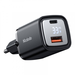 Mcdodo CH-1701 USB-A - USB-C PD 33W hálózati töltő adapter kijelzővel fekete