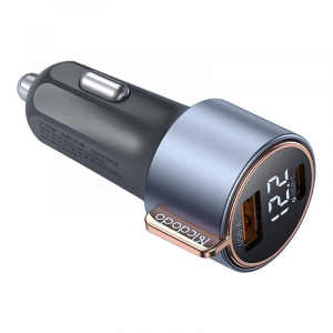 Mcdodo autós töltő USB-A + USB-C kijelzővel fekete (CC-5670)