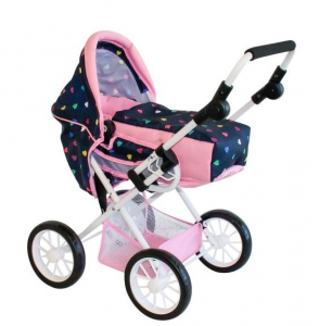 Hausmann ToyToyToy Szívecske mintás babakocsi mózeskosárral 40-66 cm (560N)