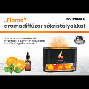 Vivamax Flame aromadiffúzor sókristályokkal fekete (GYVH55)