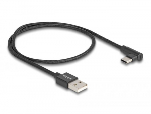 Delock USB-A - USB-C töltőkábel ívelt, 0.5m, fekete