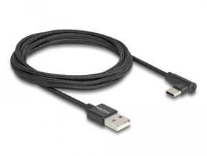 Delock USB-A - USB-C töltőkábel ívelt, 2m, fekete