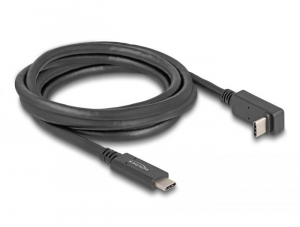 Delock USB 5 Gbps kábel USB Type-C apa USB Type-C  apa, ívelt felfelé / lefelé, 2 m 4K PD 60 W E-Marker