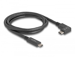 Delock USB 10 Gbps kábel USB Type-C apa USB Type-C  apa, ívelt bal / jobb, 1 m 4K PD 60 W E-Marker