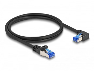 Delock RJ45 hálózati kábel Cat.6A S/FTP egyenes / jobbra hajló 1 m fekete (80222)