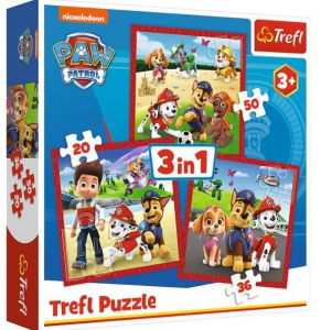 Trefl Mancs őrjárat 3 az 1-ben puzzle Boldog kutyik (226251)