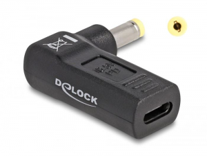 Delock Laptop töltőkábel adapter USB Type-C  anya - HP 4,8 x 1,7 mm apa 90  fokban hajlított (60006)