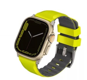 Uniq Linus Airosoft Apple Watch 42/44/45/49mm szilikon szíj lime zöld (UNIQ-49MM-LINUSLGRN)