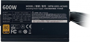 Cooler Master 600W G600 Gold tápegység OEM (MPW-6001-ACAAG-NL)