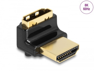 Delock HDMI apa - anya adapter 90 fok felfelé néző csatlakozódugóval 8K60 Hz fém (60017)