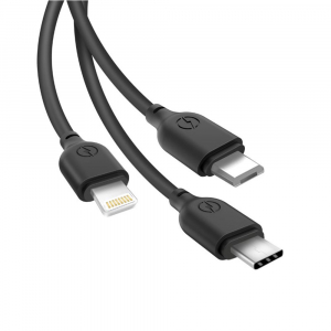 XO NB103 kábel 3in1 lightning - micro USB - USB-C fekete 2,1A 1m