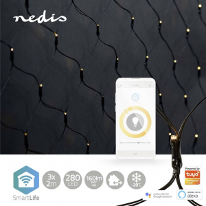 Nedis WiFi Intelligens LED-es fényháló 280 LED Melegfehér 3m (WIFILXN01W280)