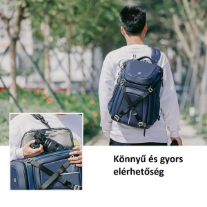 K&f Concept Alpha Backpack 25 literes, fotós hátizsák, vízálló, kék