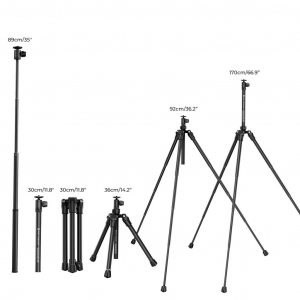 K&F Concept E224A3+BH-18 állvány, 170cm magasság, 4kg teherbírás, selfi bot, bluetooth kioldó