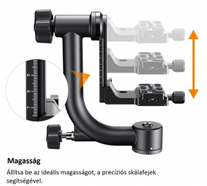 K&F Concept gimbal állványfej, arca swiss, magnézium-alumínium