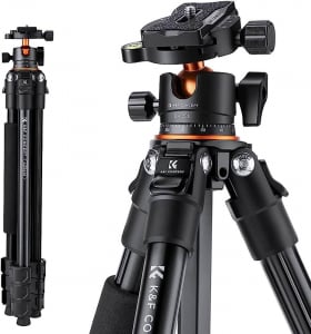 K&F Concept Traveller M1 kompakt utazó fényképező állvány, tripod gömbfejjel V1 fekete (KF-09-105V1)