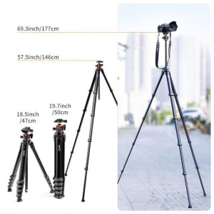 K&F Concept Traveller M1 kompakt utazó fényképező állvány, tripod gömbfejjel V1 fekete (KF-09-105V1)