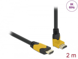 Delock High Speed HDMI csatlakozódugóval 90 ívelt felfelé kábel sárga 2m (86989)