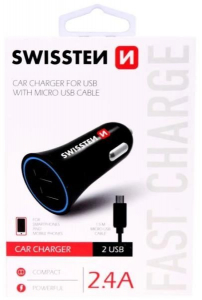 SWISSTEN Szivargyújtós USB Gyorstöltő 2-24V 2,4A(3020110900)