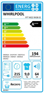 Whirlpool hőszivattyús szárítógép (FFTM229X3BEE)