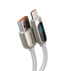 Baseus USB-A - USB-C kábel kijelzővel 1m fehér (CATSK-02)