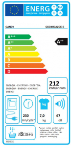 Candy CSO4 H7A2DE-S elöltöltős szárítógép fehér