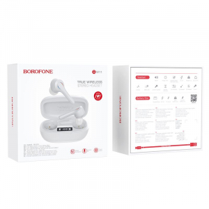 Borofone BW11 TWS Bluetooth mikrofonos fülhallgató fehér