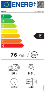 Bosch szabadonálló mosogatógép nemesacél (SPS2HMI58E)