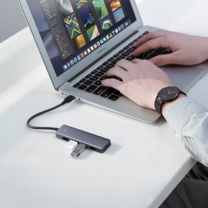 UGREEN 4 az 1-ben adapter, USB Hub 4x USB 3.0, micro USB, szürke (50985)