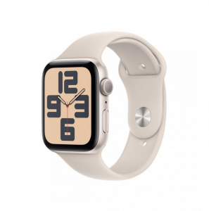 Apple Watch SE (2023) GPS 44mm csillagfény alumíniumtok, csillagfény sportszíj M/L (MRE53QH/A)