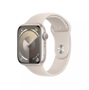 Apple Watch Series 9 GPS 45mm csillagfény alumíniumtok, csillagfény sportszíj M/L méret (MR973QH/A / MR973QF/A)