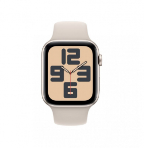 Apple Watch SE (2023) GPS 44mm csillagfény alumíniumtok, csillagfény sportszíj M/L (MRE53QH/A)