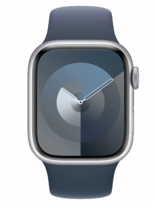Apple Watch Series 9 GPS 41mm ezüst alumíniumtok, viharkék sportszíj S/M méret (MR903QH/A)
