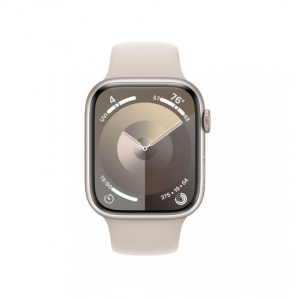 Apple Watch Series 9 GPS 45mm csillagfény alumíniumtok, csillagfény sportszíj M/L méret (MR973QH/A / MR973QF/A)