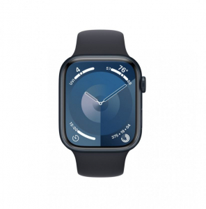 Apple Watch Series 9 GPS 45mm éjfekete alumíniumtok, éjfekete sportszíj M/L méret (MR9A3QH/A)