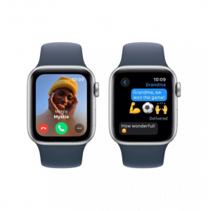 Apple Watch SE (2023) GPS 40mm ezüst alumíniumtok, viharkék sportszíj M/L (MRE23QH/A / MRE23QF/A)