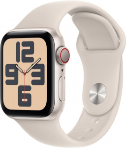 Apple Watch SE (2023) (GPS + Cellular) 40mm csillagfény alumíniumtok, csillagfény sportszíj S/M (MRFX3QF/A)