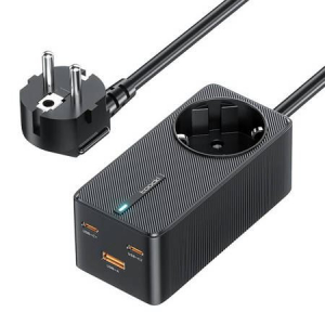 Toocki 2xUSB-C + USB-A + AC hálózati töltő GaN 67W 1,5m fekete (TCT2C67-JRB01)