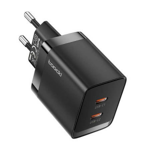 Toocki 2xUSB-C hálózati töltő GaN 40W fekete (TCTCC-SCD02)