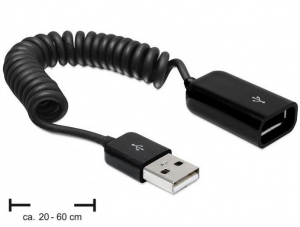 Delock DL83163 USB2.0-A (apa/anya) hosszabbító spirál kábel