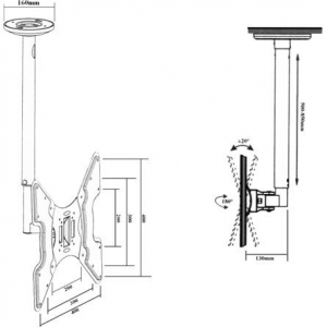 Harmantrade 32"-55" TV mennyezeti tartó fekete (CM205)