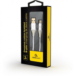 Gembird Lightning - USB-A adat- és töltőkábel 2m ezüst-fehér (CC-USB2B-AMLM-2M-BW2)