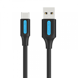 Vention USB-A - USB-C adat,- és töltőkábel 0,25m fekete (COKBC)