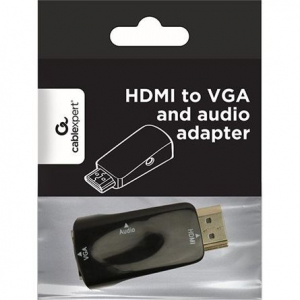 Gembird HDMI -> VGA + jack adapter fekete (A-VGA-HDMI-02)