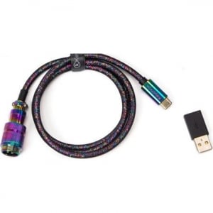 Keychron Premium Coiled Aviator Colorful USB-C M/M adatkábel 0.9m fekete (CAB-5)