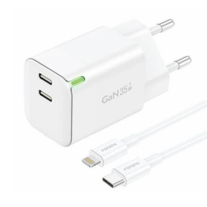 Foneng GAN35 hálózati töltő + USB-C - Lightning kábel fehér (GAN35 C-L)