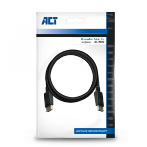 ACT DisplayPort apa/apa összekötő kábel 1m fekete (AC3900)